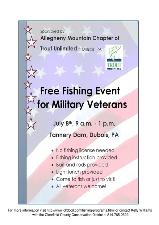 Free Fishing Event for Military Veterans July 8, 2017